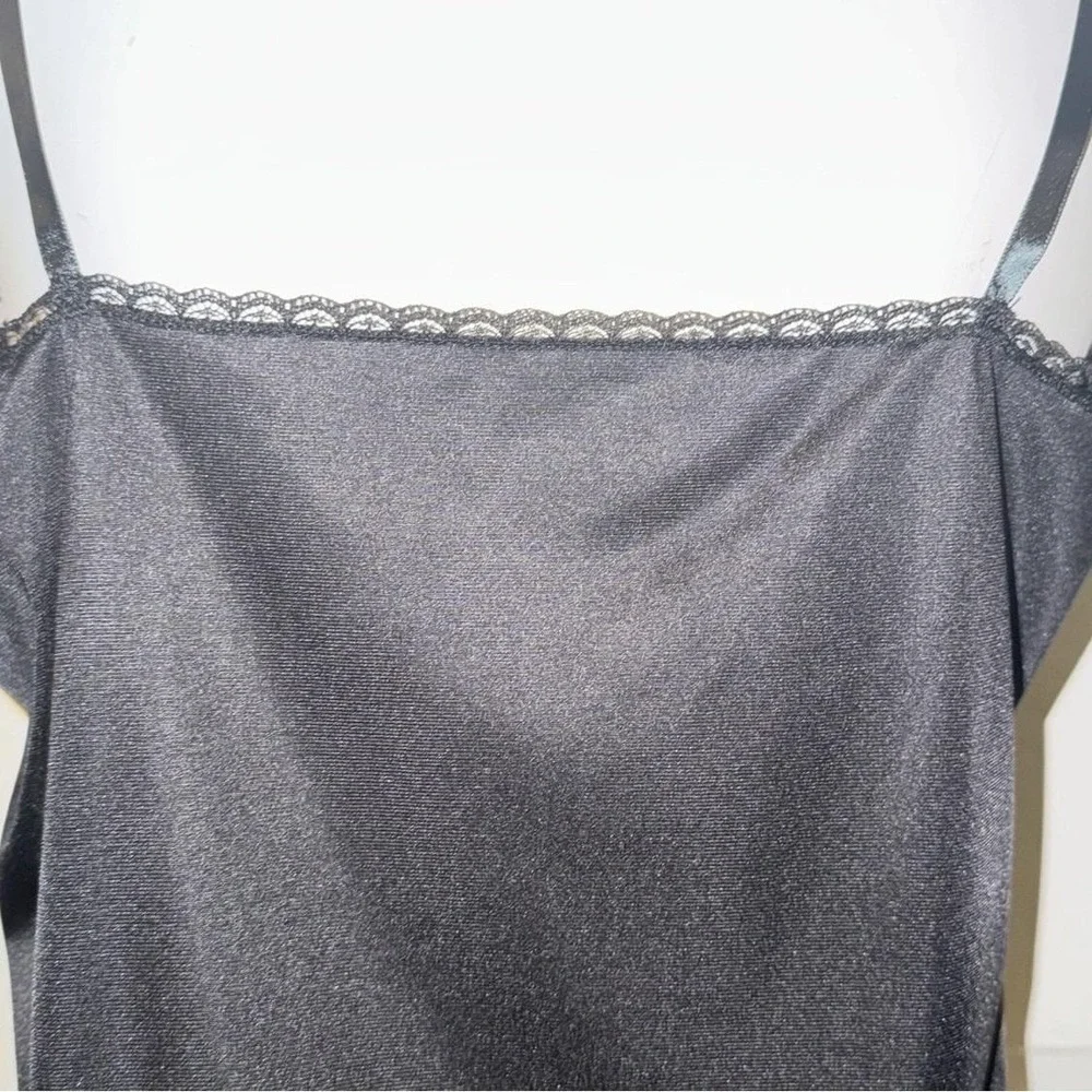 NWT! Vintage Vanity Fair‎ Camisole Cami Slip Top Black Nylon Lace Women Sz S 32